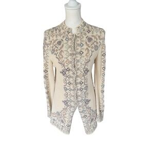 Dakota Cream Patterned Women's Jacket duster cardigan sweater Nordic women small